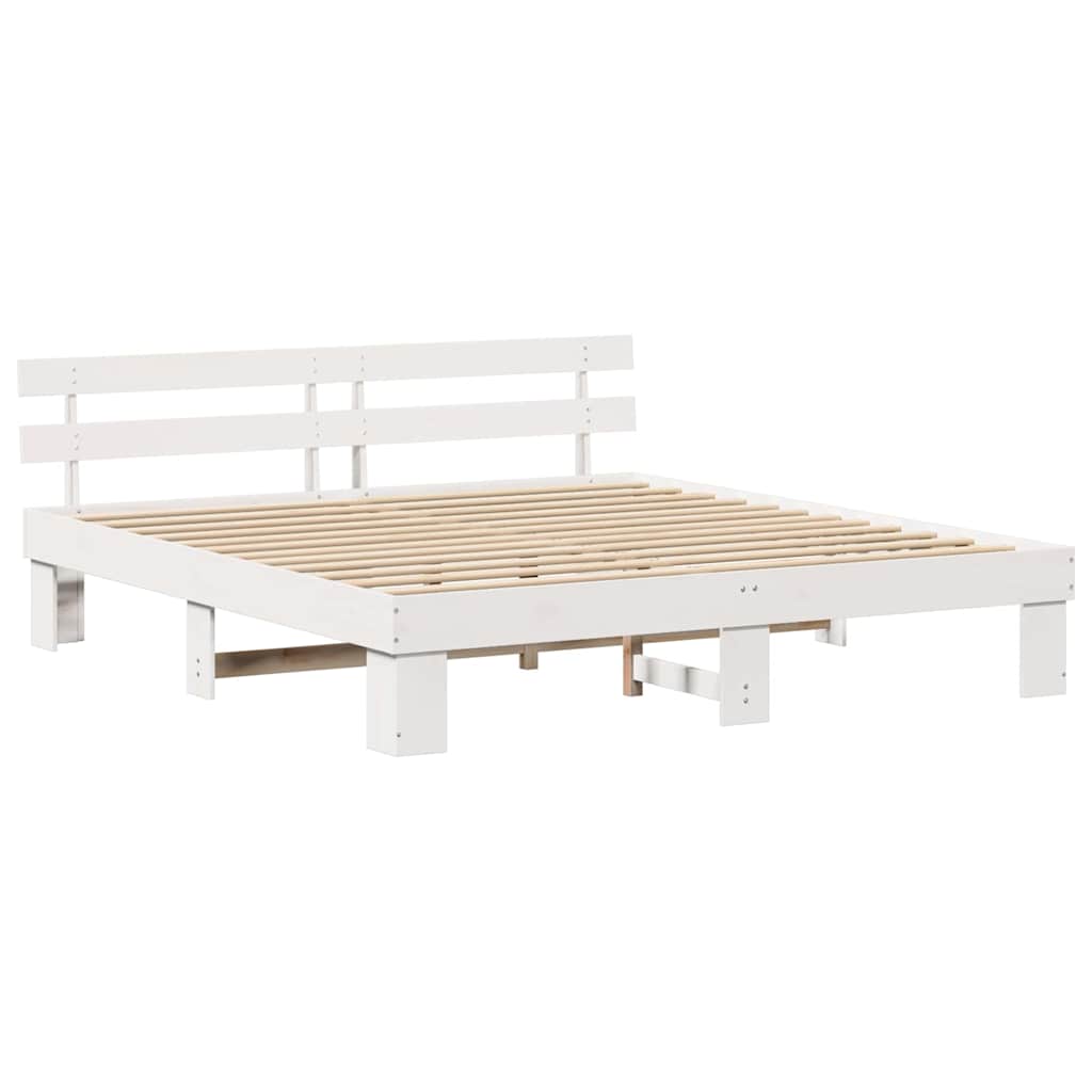 Bed Frame with Headboard White 200 x 200 cm